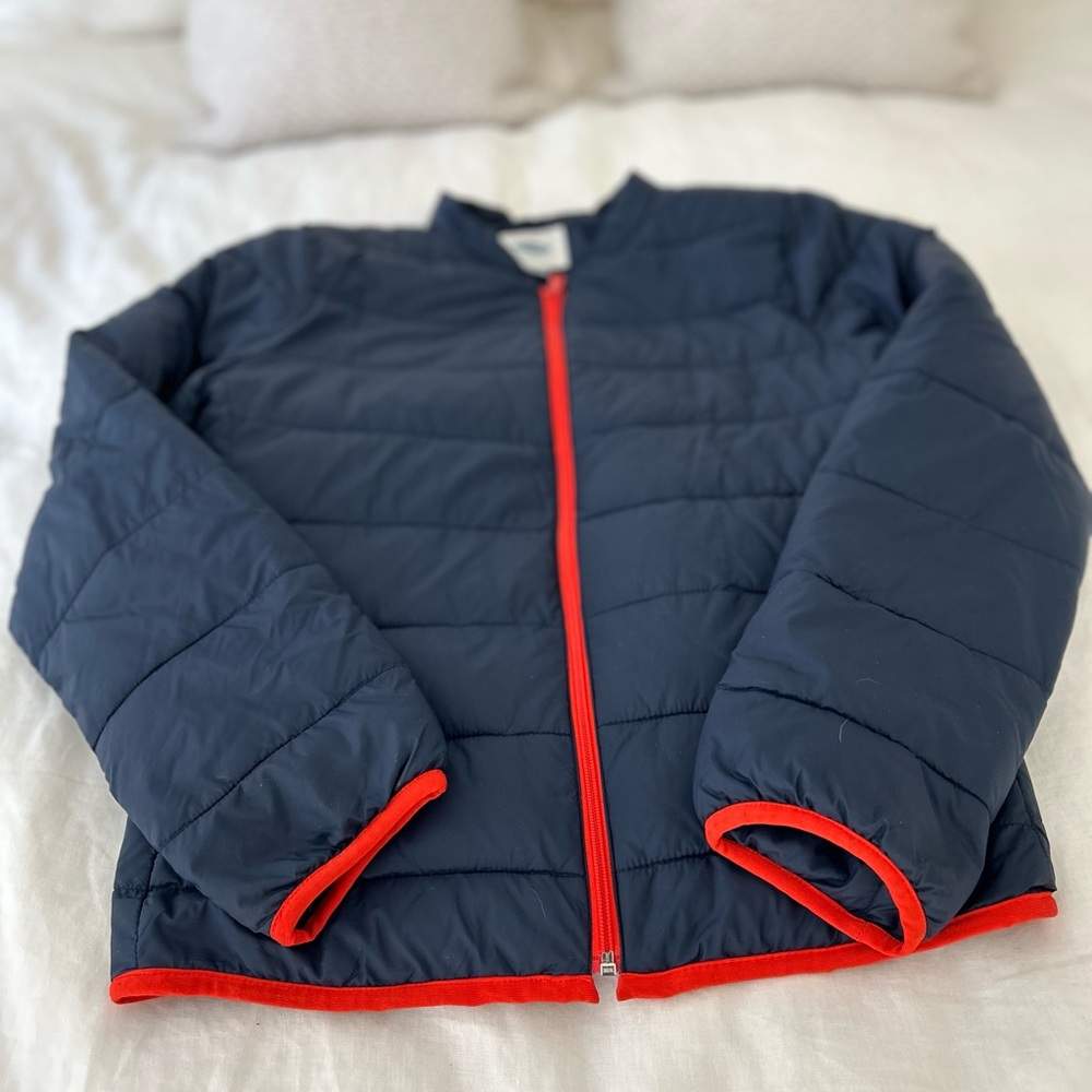 Navy Blue Puffer With Orange Accent Trim - Medium